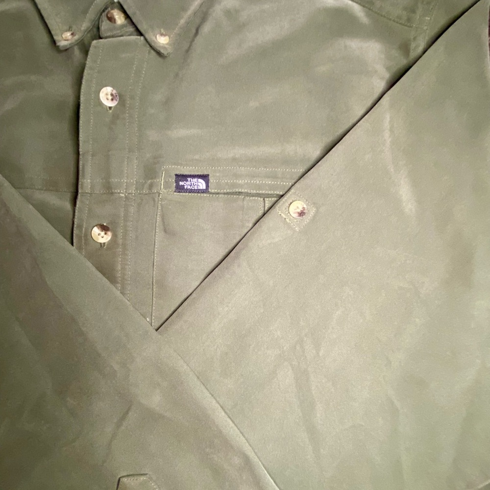 The North Face Men’s XL Button Up Shirt Green Outdoor Hiking Fishing Mesh Lined - Picture 9 of 12